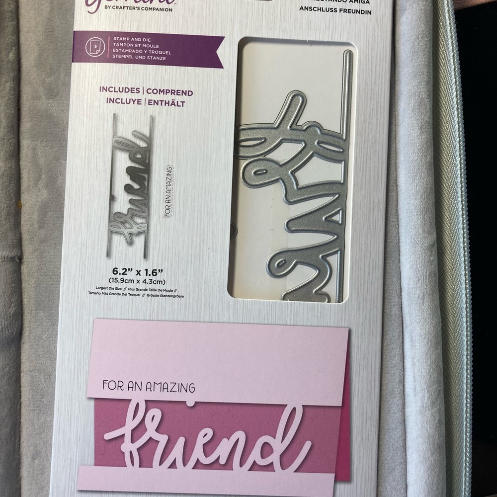 Crafters Companion stamp and die set. Connecting Friend